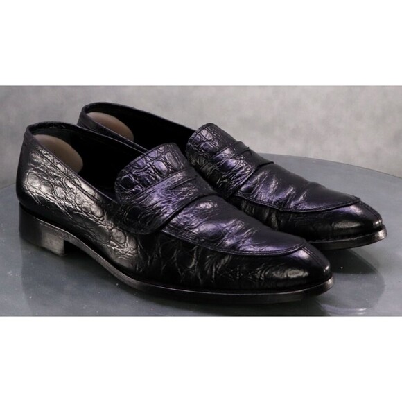 Paul Frederick Men\'s Penny Loafers Dress Shoes Size 10 Crocs Print Made In Italy main image 10